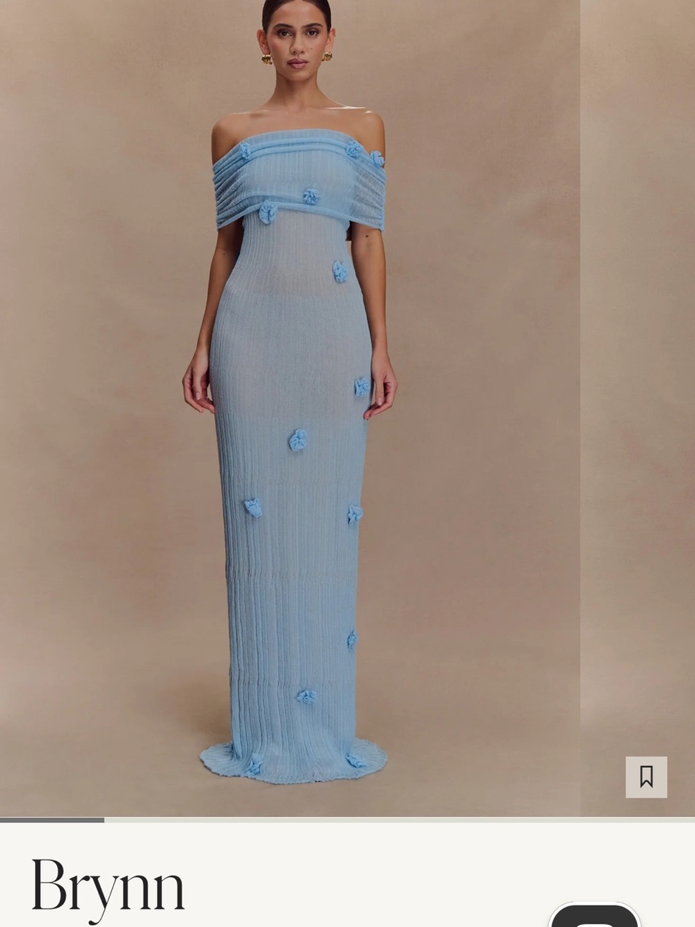Meshki Sky Blue Off-Shoulder Maxi Dress